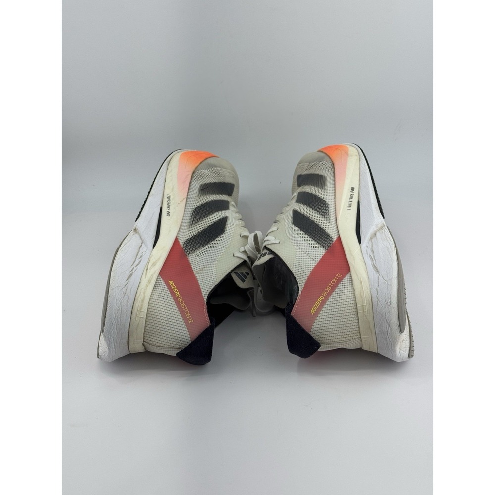 adidas Adizero Boston 12 Cloud White Aurora Solar Red Glass Fibre Men's SIZE 9.5 - Picture 5 of 9